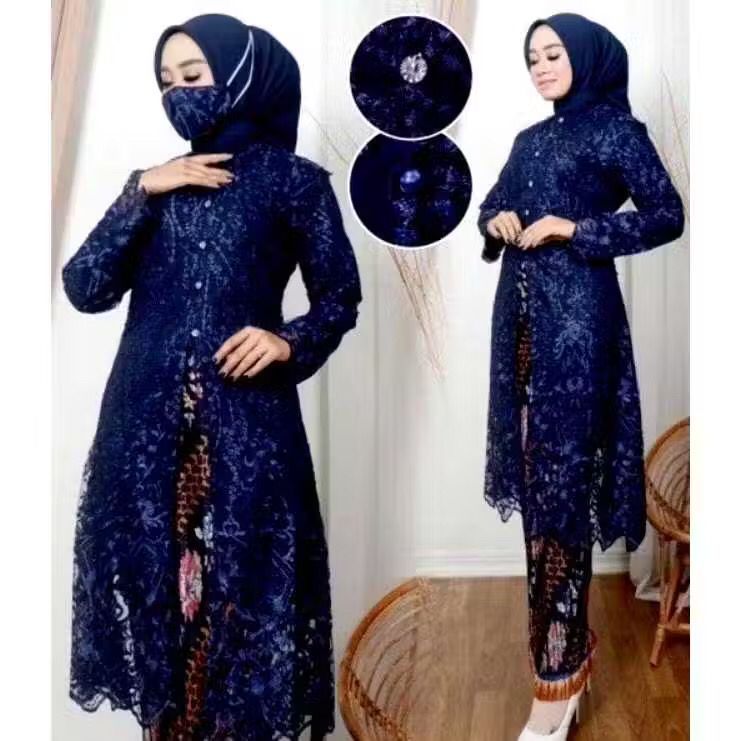 Kebaya Tunik Tile Kancing Fatimah Jumbo Ld 130 Baju Kondangan Wanita Kekinian