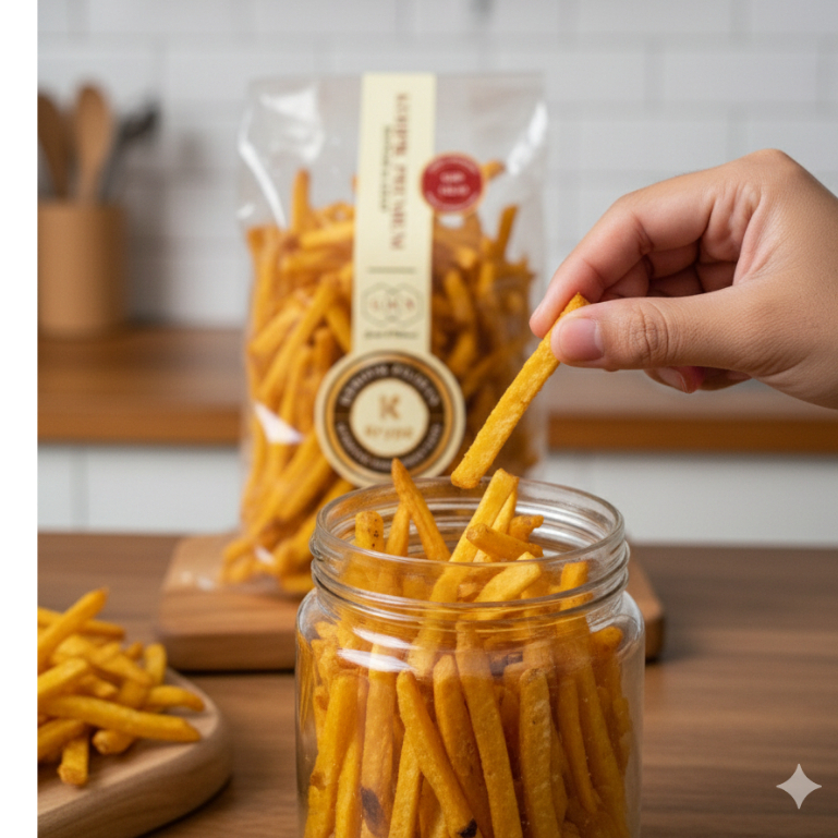 

Stik Talas Kuning Keripik Original Cemilan Asin Gurih Premium 250GRAM