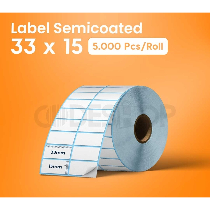 Label Barcode Semicoated 33x15 33 x 15 mm 2 line core 1" isi 5000