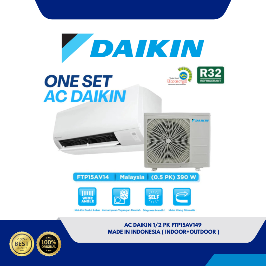 AC DAIKIN 1/2 PK FTP15AV149 MADE IN INDONESIA ( INDOOR+OUTDOOR )
