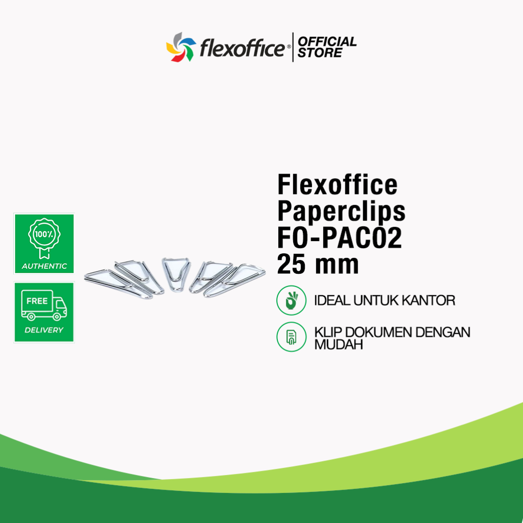 

FLEXOFFICE PAPERCLIPS FO-PAC02 25 mm klip kertas kantor sekolah dokumen aman