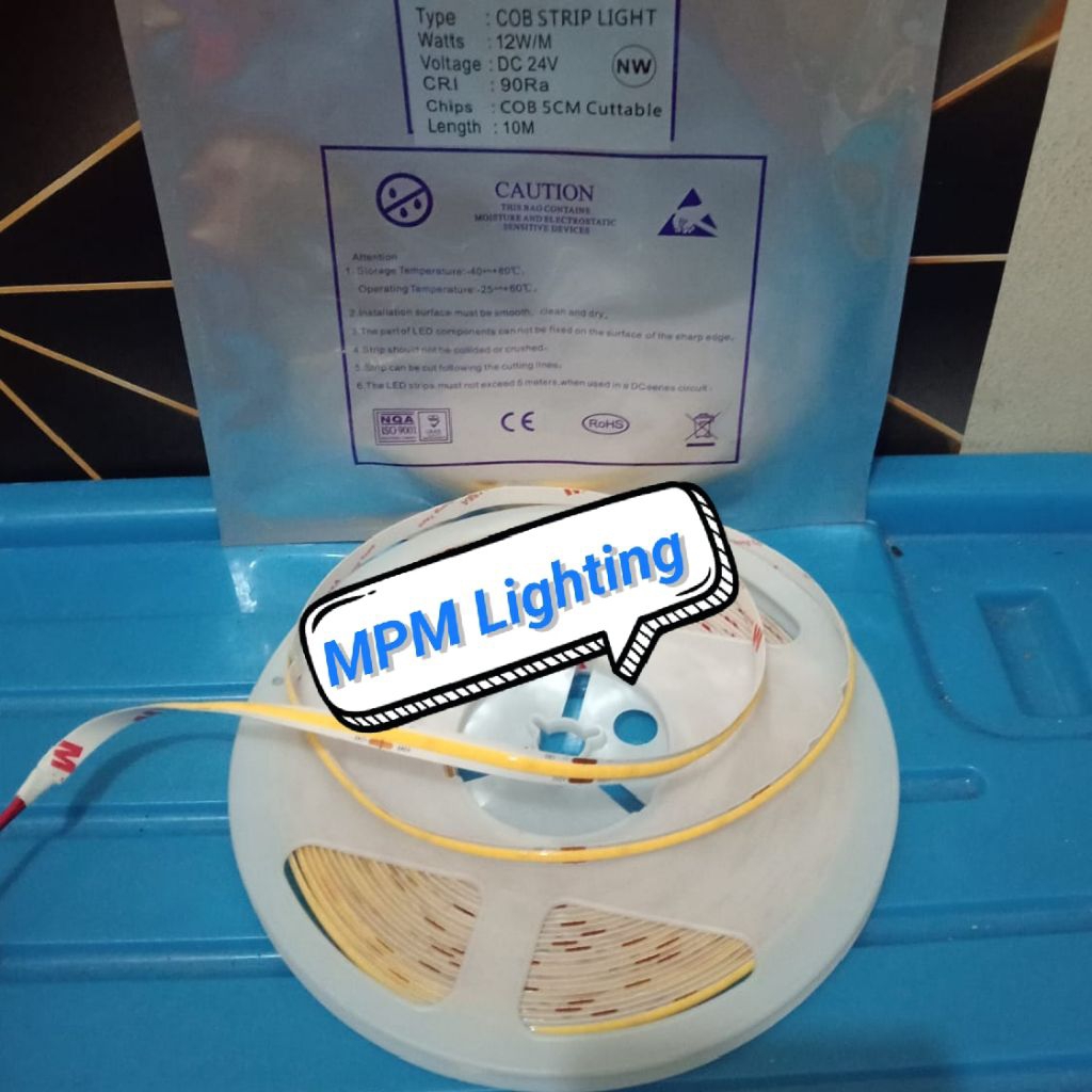 LED Strip COB 24V/12V 320LED 12W Indoor/ Strip Light COB 12V/24V 320LED 12W/M 10Mtr IP20