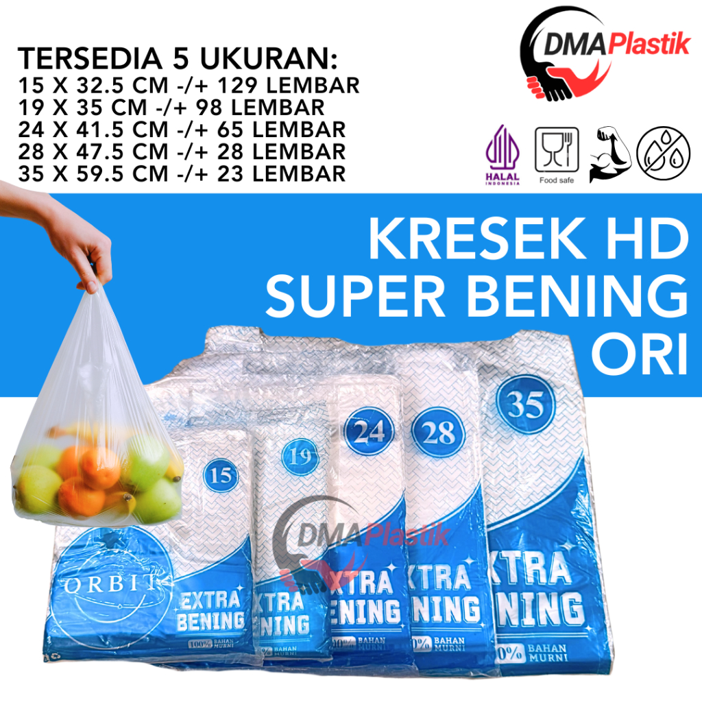 KANTONG PLASTIK HD KRESEK BENING 250GR ORBIT / SUPER BENING / KANTONG PLASTIK PUTIH BENING 15 19 24 