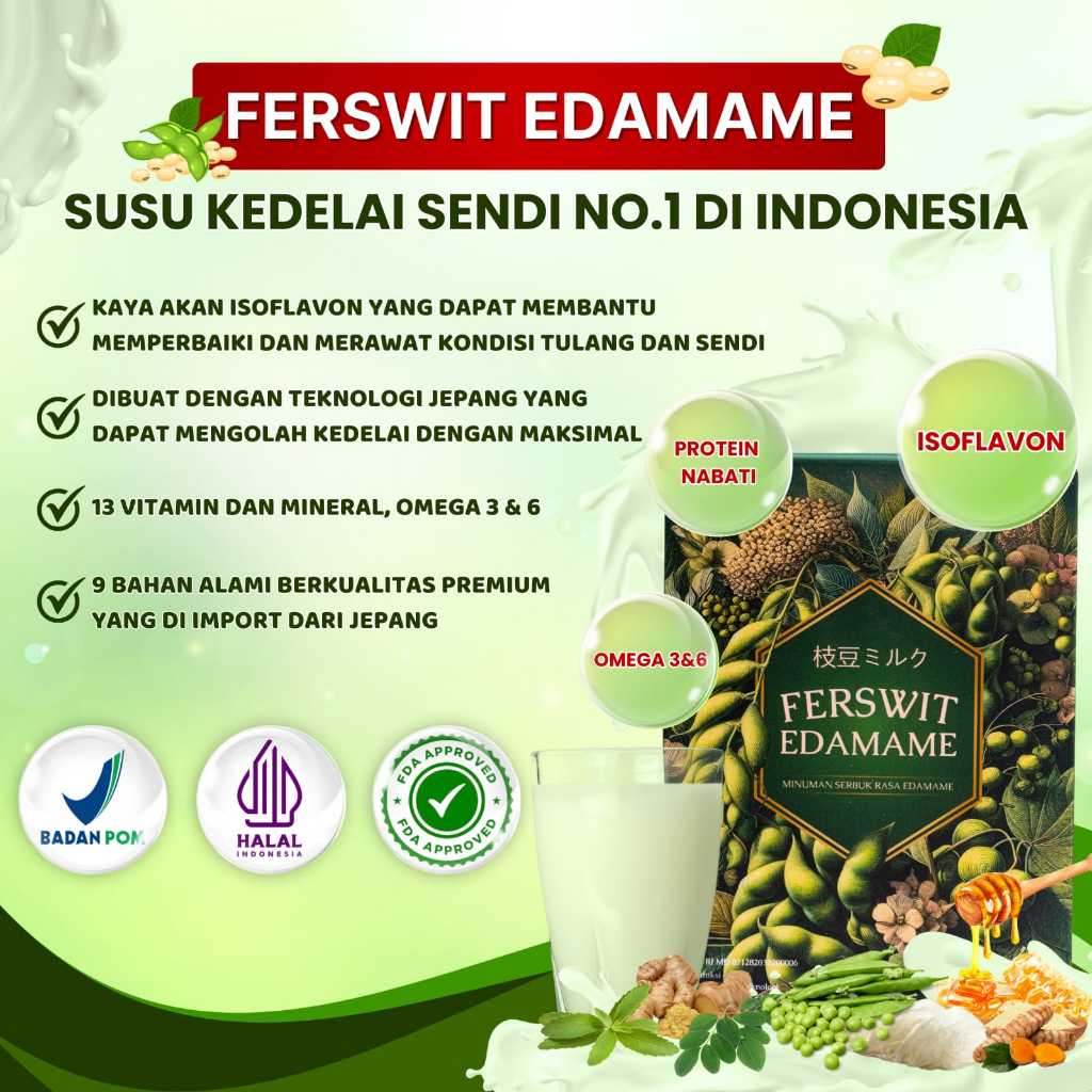 

Ferswit Susu Edamame Asli Original Atasi Kolesterol Asam Urat Nyeri Sendi Dan Tulang