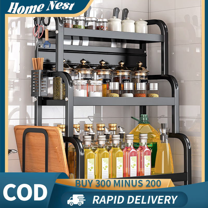 2-3 Susun Rak Bumbu Dapur Stainless Steel Rak Penyimpanan Dapur Rak Bumbu Rak Dapur Stainless Rak Bu