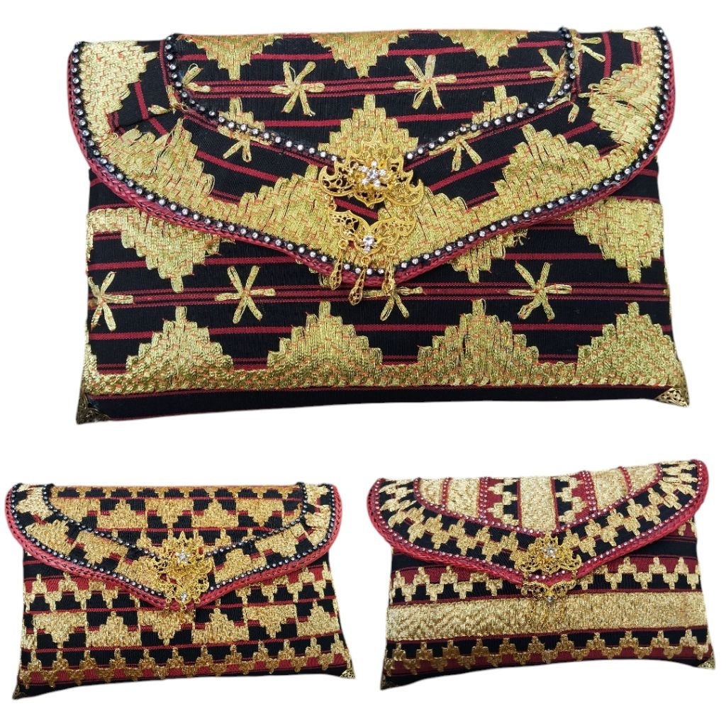 (cod) sale stock obral tas tapis lampung asli clutch pesta tapis lampung  ukuran L oleh oleh khas la