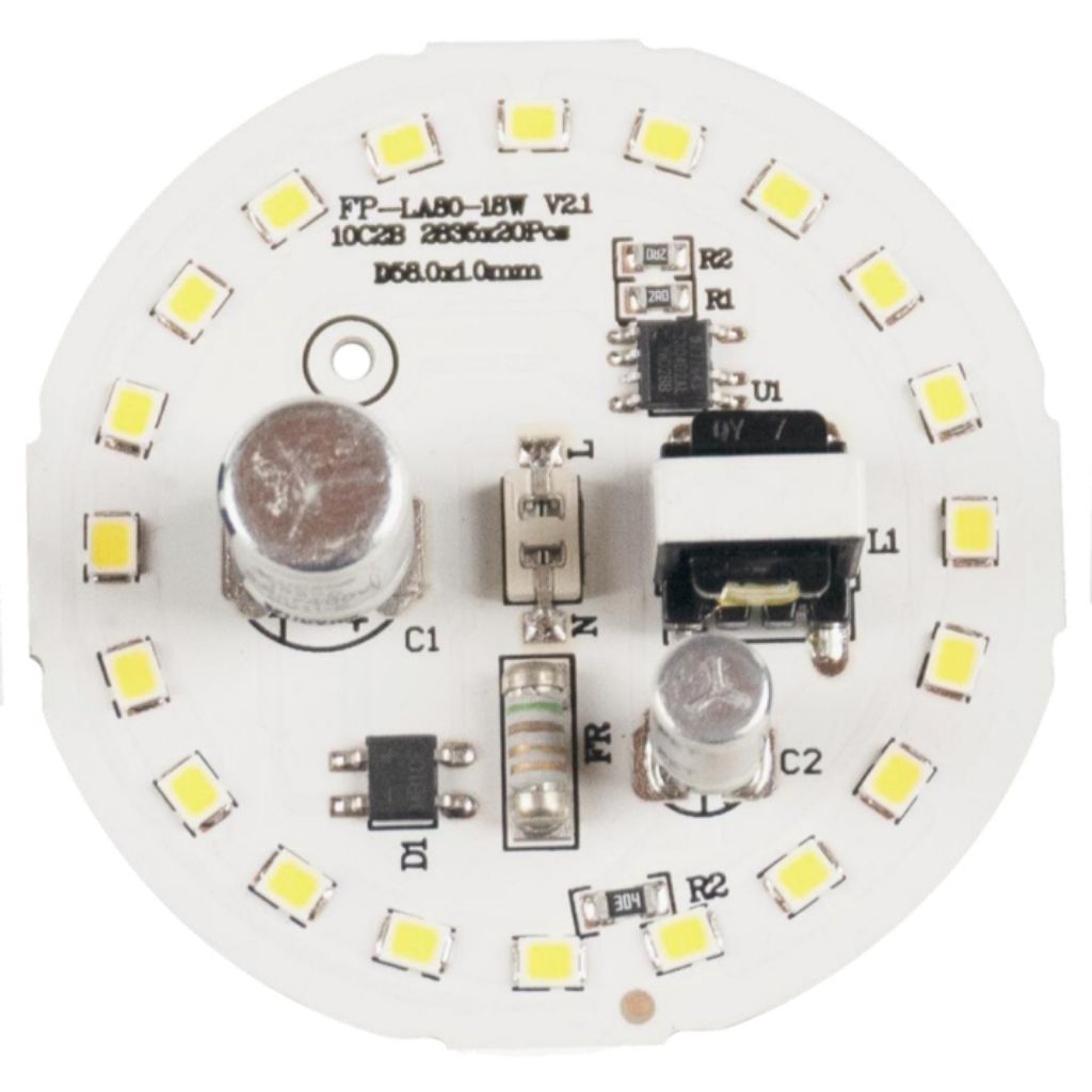 pcb led ac dob eco super 18 watt 9 volt D58MM / pcb led 18w 9v / mesin lampu led 18w