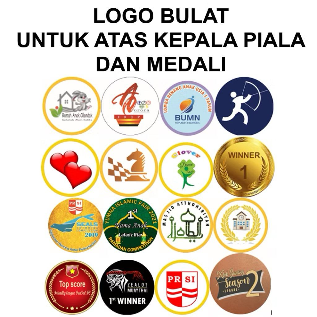 Stiker logo piala cutting bulat custom