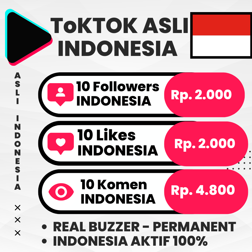 Followers Tiktok Indonesia Aktif Real Permanen Follower Pengikut Like View Tiktok Indonesia