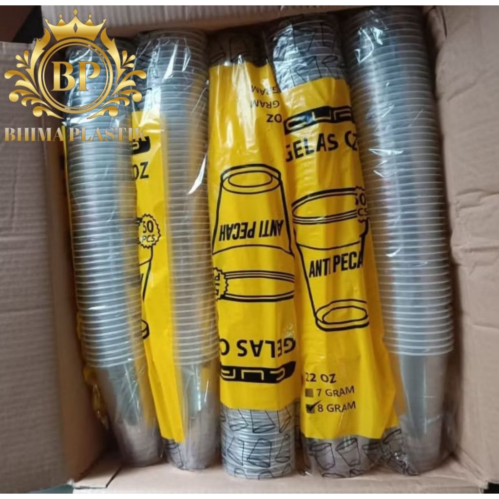 [ HARGA GROSIRAN] GELAS PLASTIK 22OZ DATAR INDOKU