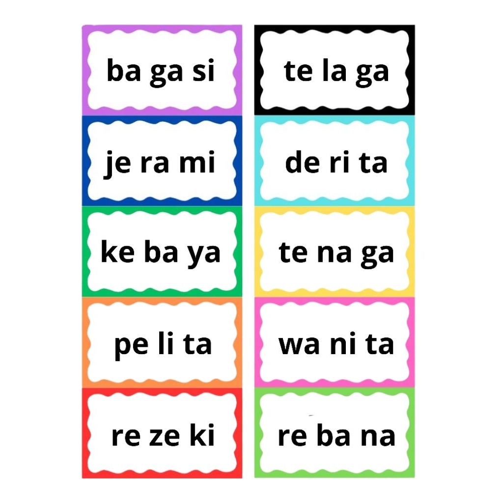 Kartu Baca 3 Suku Kata Belajar Membaca Sederhana