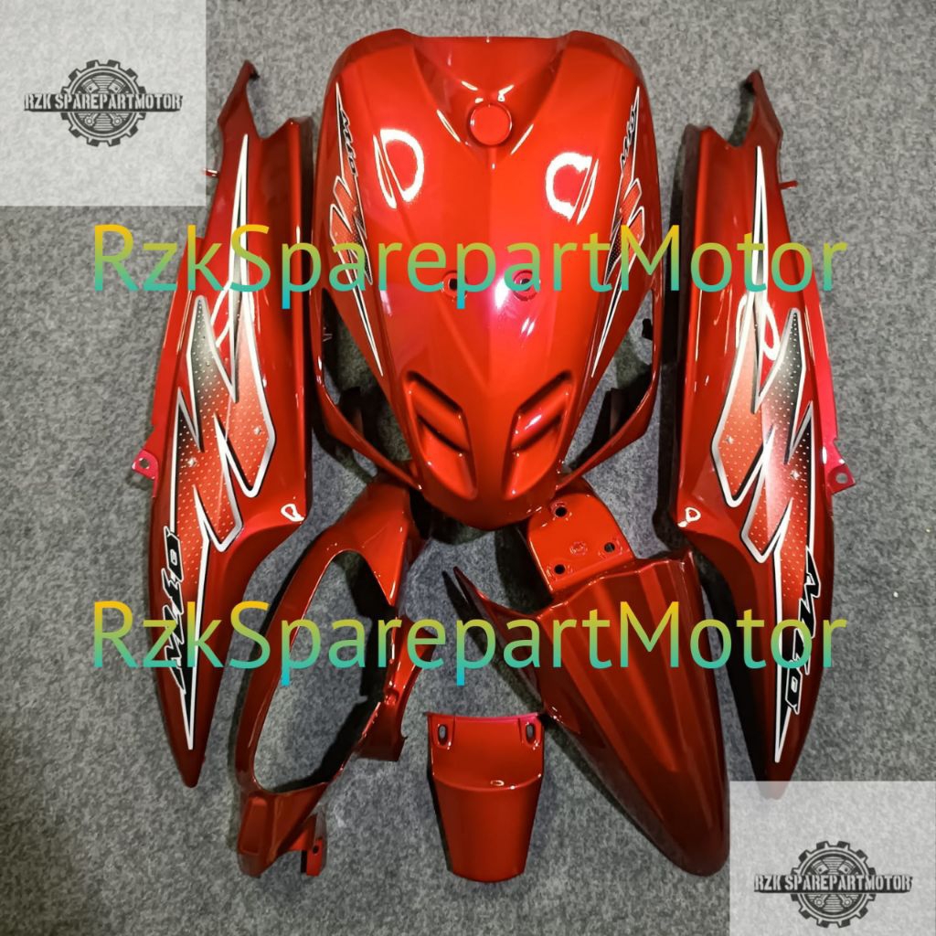 Full body halus mio sporty merah maroon marun plus striping custom/mio sporty 2004 2007 merah maroon