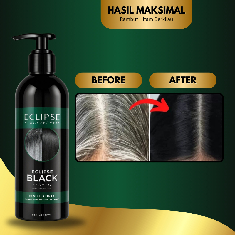 [ TERLARIS ] Eclipse Black Shampo Herbal Penghilang Uban Alami PRIA/WANITA Ampuh Menghitamkan Uban S