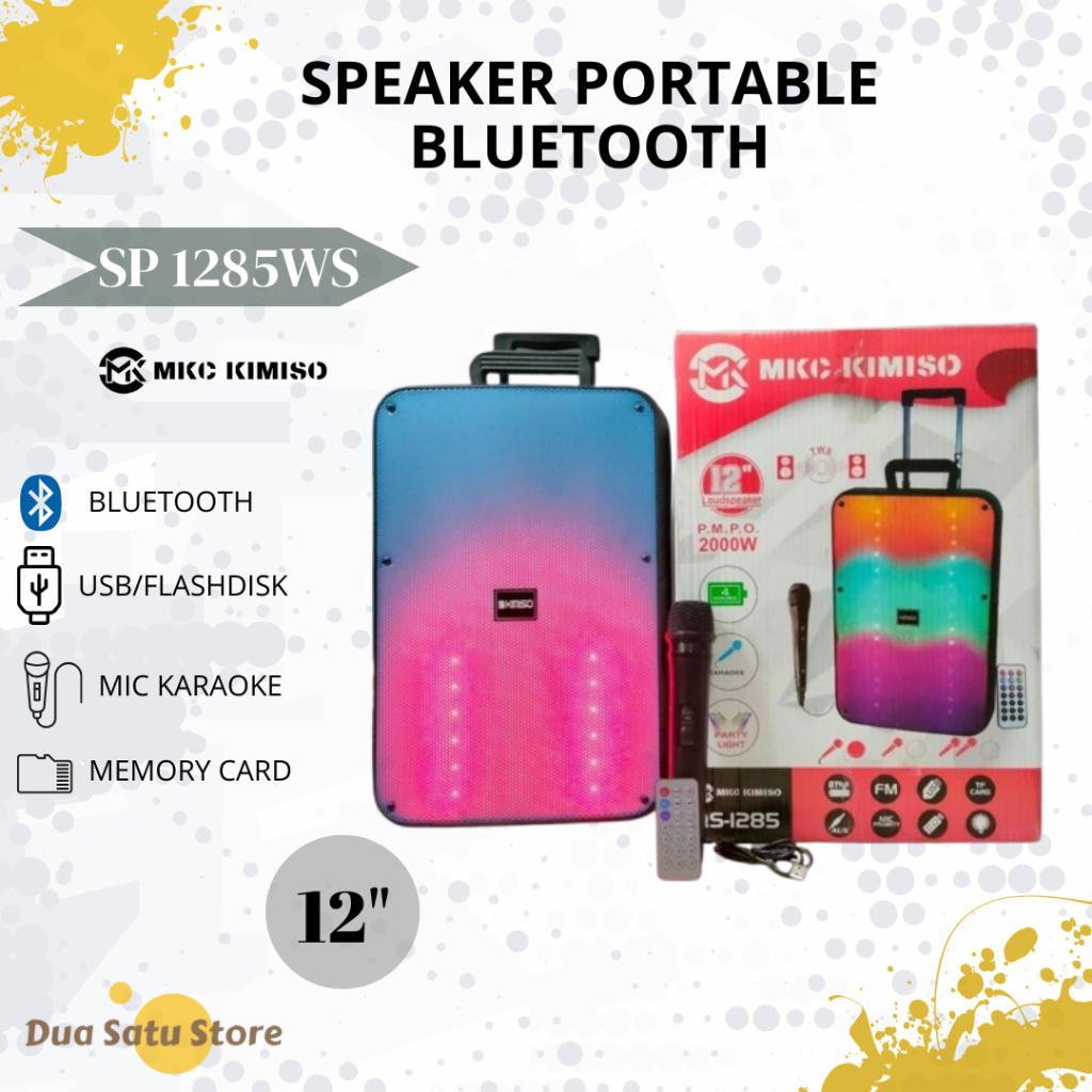 QS 1285WS MKC Kimiso BIG Speaker Portable 12 Inch Full LED Model Koper