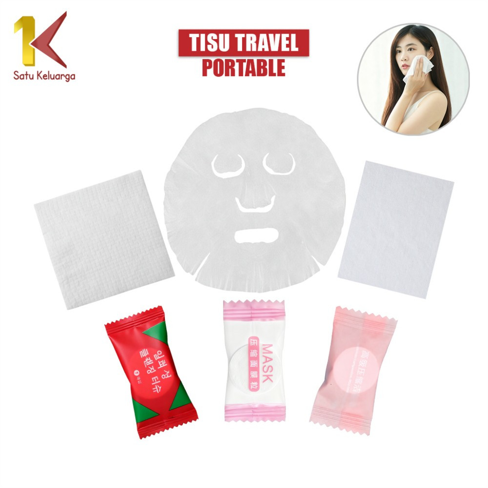 Satu Keluarga Tissue Bulat Mini Travel Sekali Pakai K142 Compressed Paper Mask Sheet Masker Wajah Ko