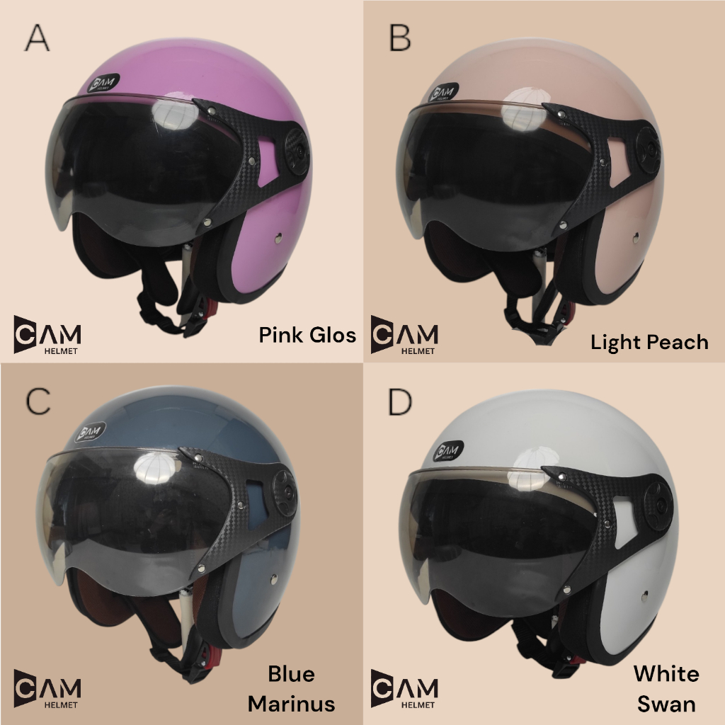 Helm Bogo Pilot CAM Polos Retro Dewasa Pria Wanita Motor Sni Helm Terbaru Part 2