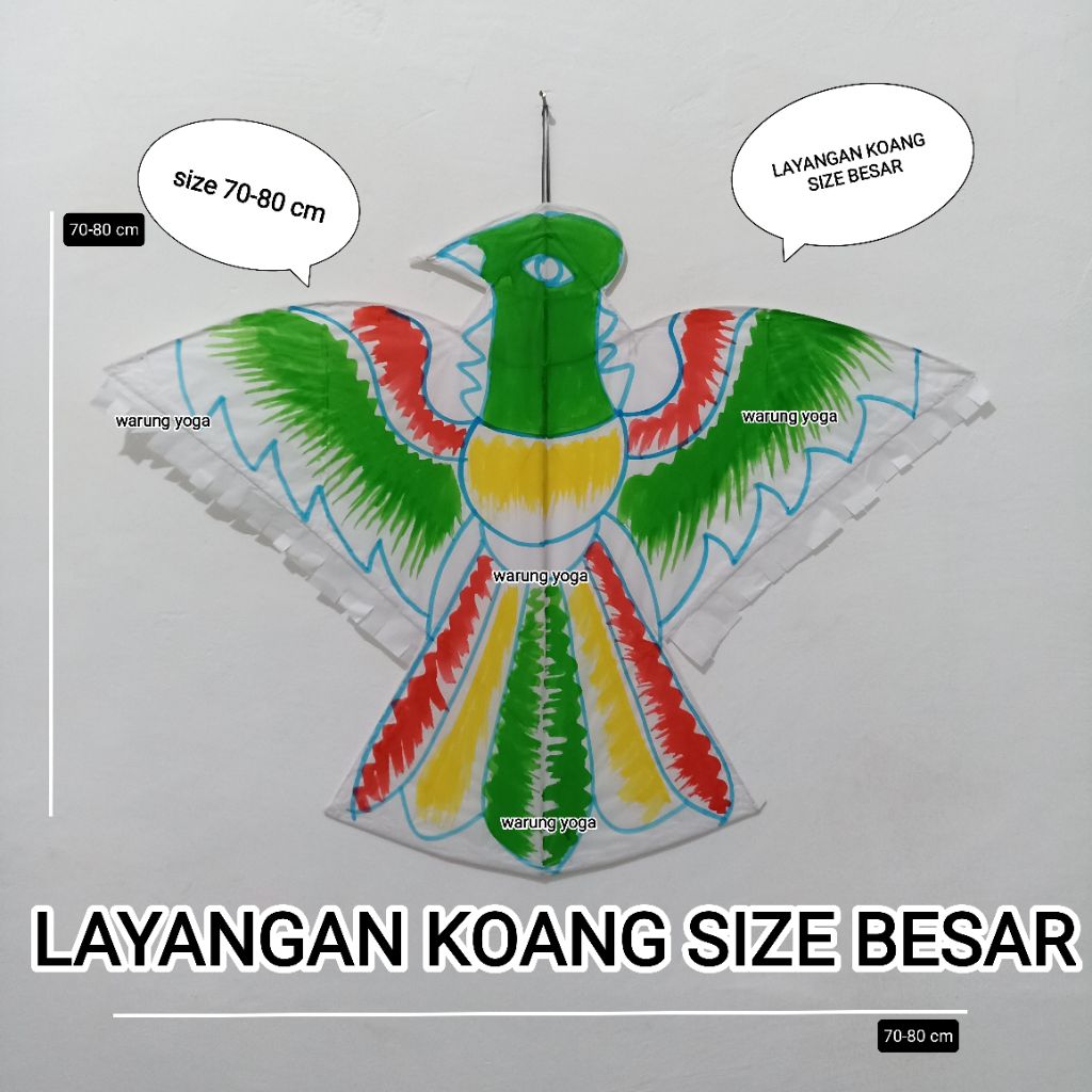layangan koang size besar mainan anak gambar burung dengan buntut wajib packing kayu