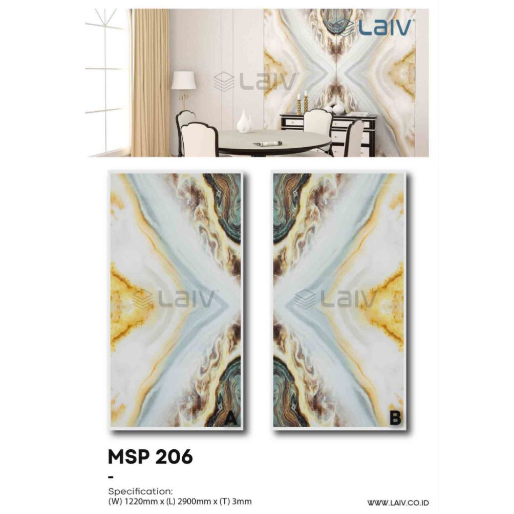 Laiv pvc marble dinding MSP 206 per lembar