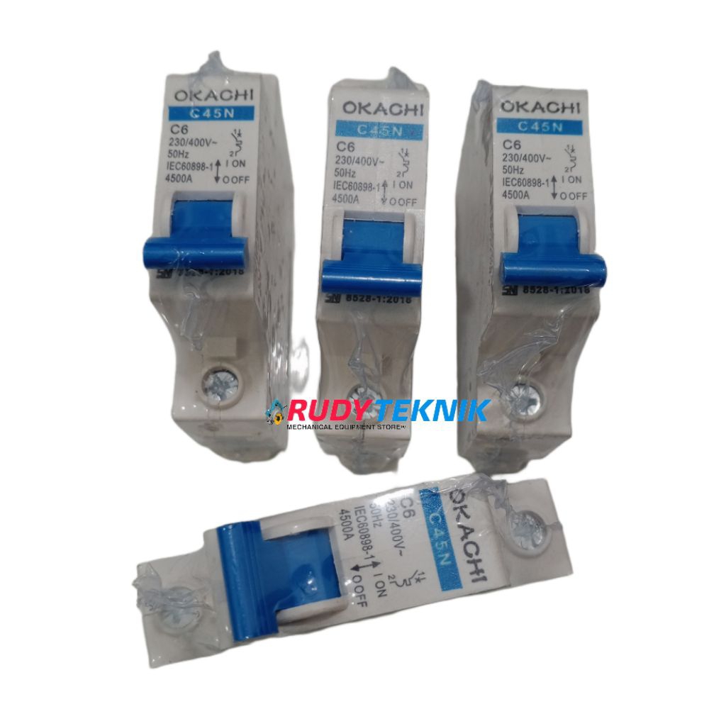 OKACHI MCB 6A SINGLE POLE MODEL C45N 320/400Volt