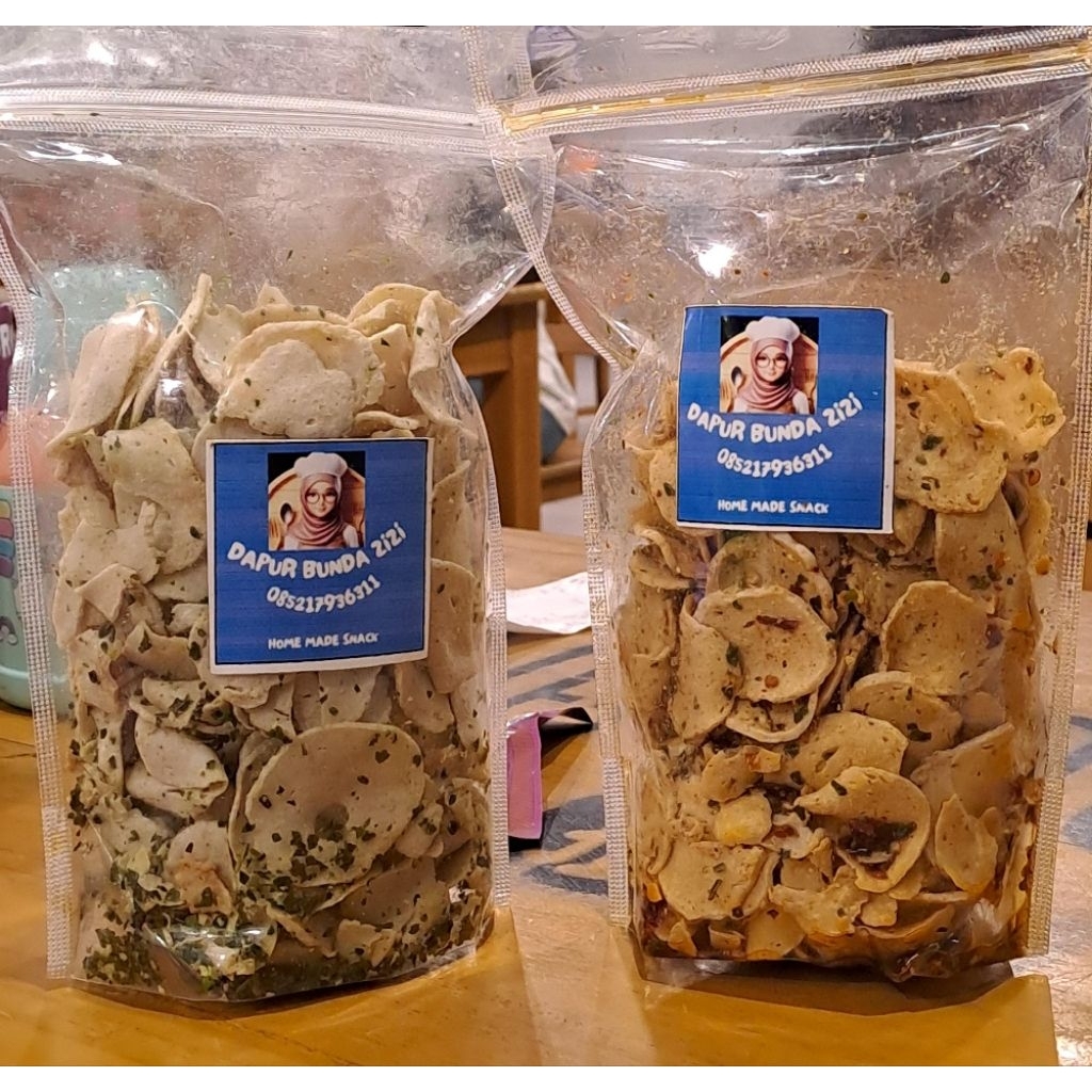 

Basreng Pedas pipih bumbu melimpah, Basreng Pedas daun jeruk ukuran 250gr, 500gr dan 1kg