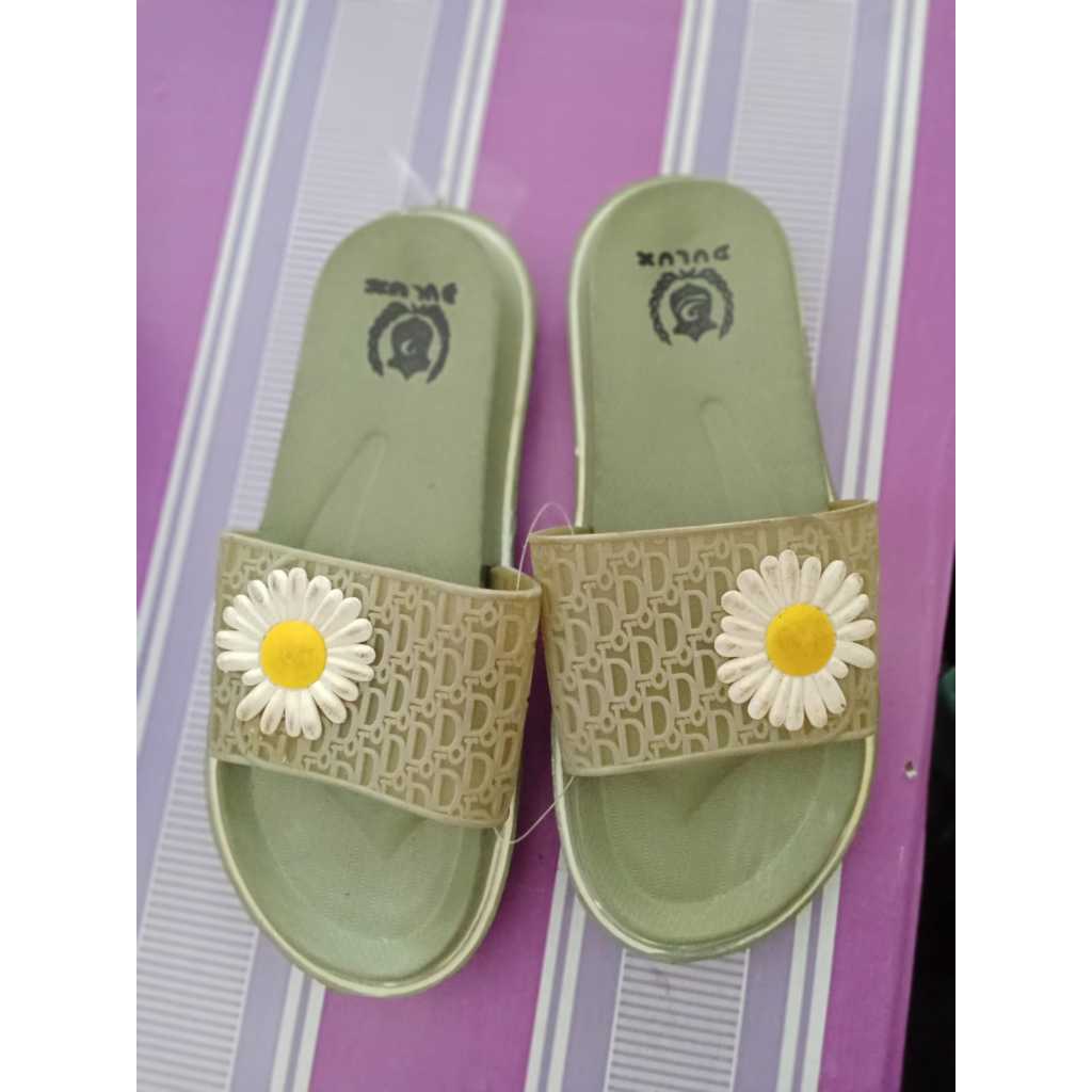 SANDAL WANITA SANDAL SLIP ON SANDAL KARET BUNGA DULUX