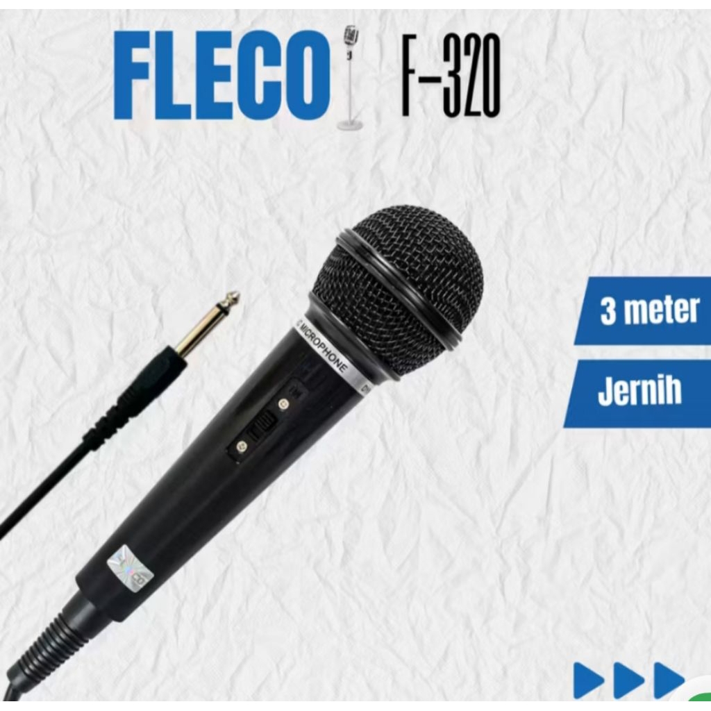 Mikrofon Kabel Karaoke Terbaru Fleco F-320 Panjang Kabel 5 Meter