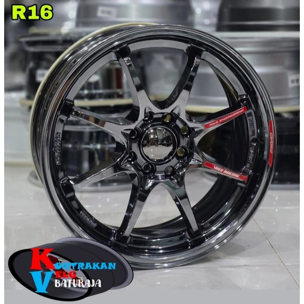 Velg Rays CE28 R16 4x100/114 Black Chrome ( AGYA AYLA CALYA SIGRA JAZZ YARIS BRIO AVANZA XENIA LIVIN