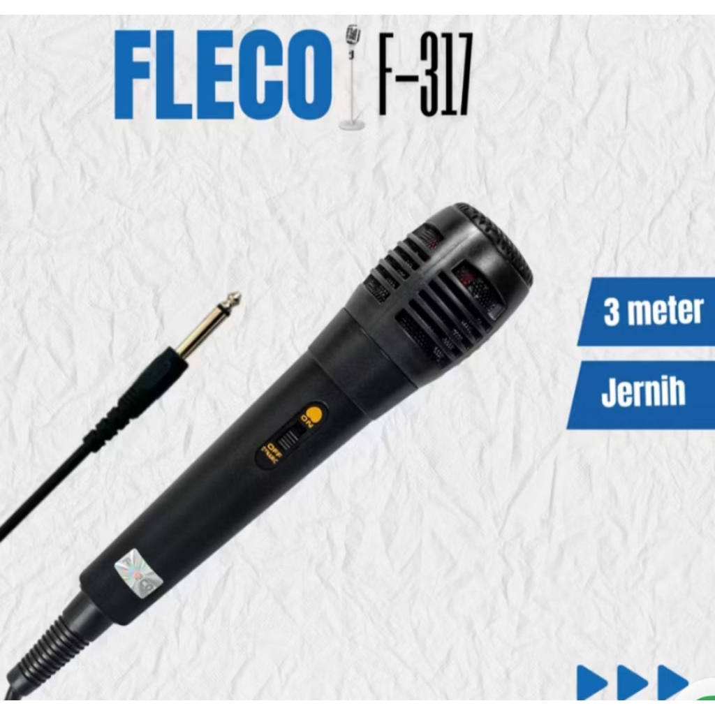 Mikrofon Kabel Karaoke Terbaru Fleco F-317 Panjang Kabel 5 Meter