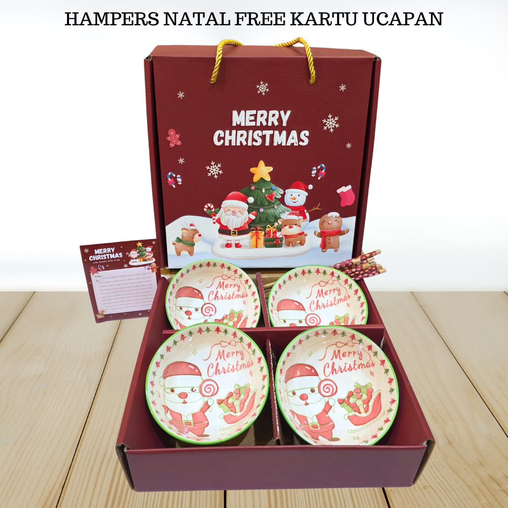 HAMPERS Christmas Mangkok Natal set / Mangkok keramik Natal / kado Natal