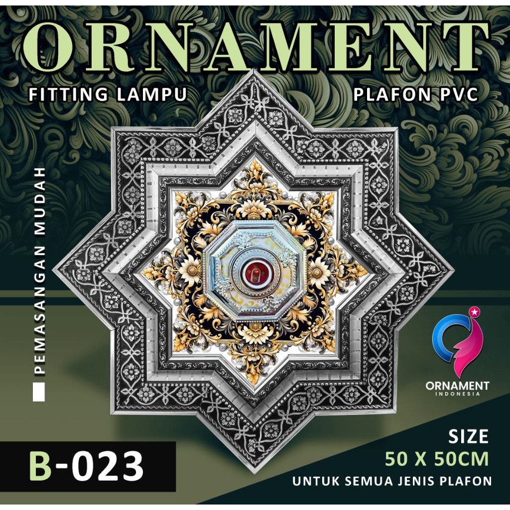 Ornamen lampu plafon pvc 50x50cm doble figura premium