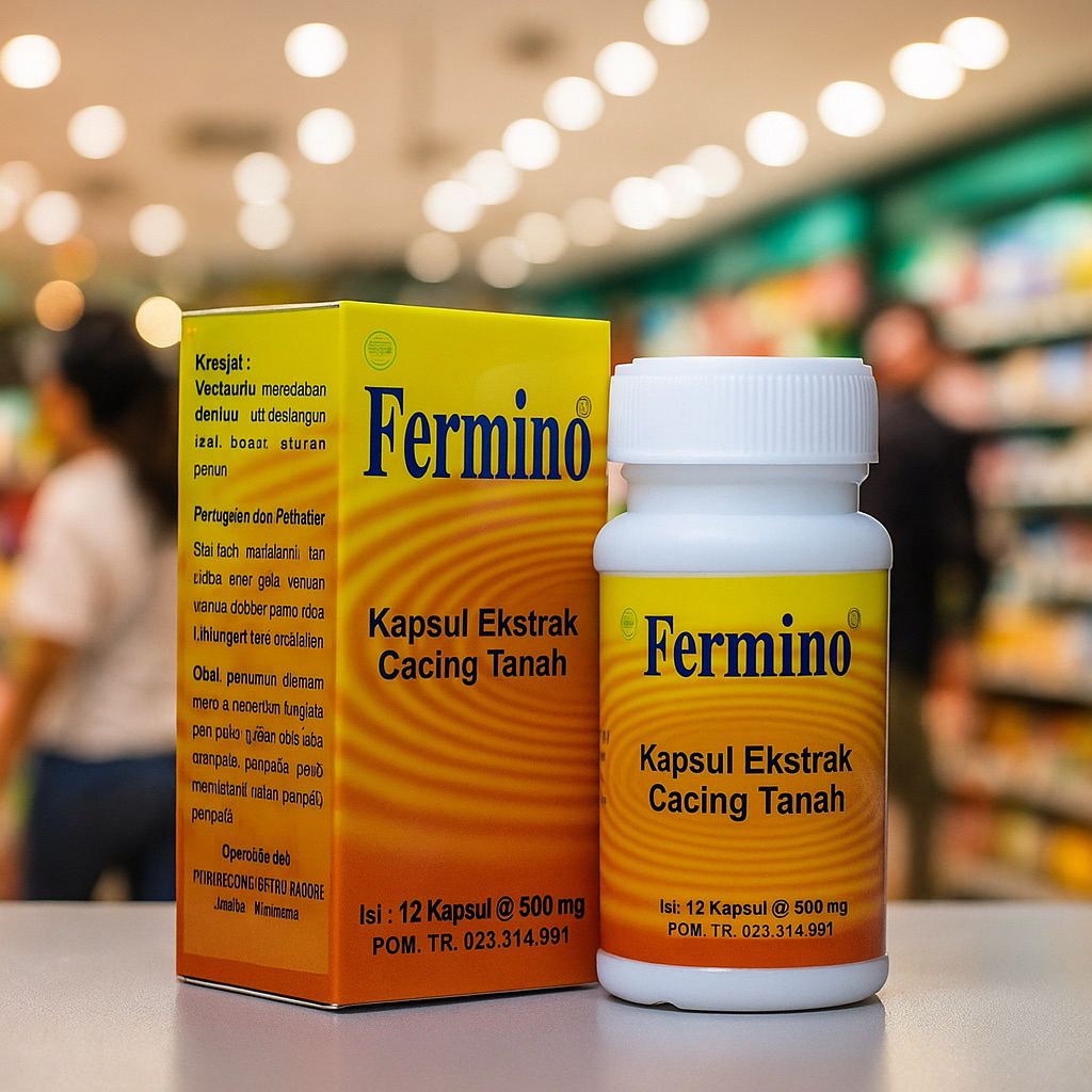 Fermino obat tifus tipes kapsul cacing tanah 12 kapsul Harga 144 botol cocok untuk reseller dan apot
