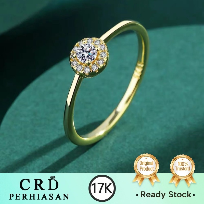 Cincin Emas Berlian Imitasi Berlian Imitasi Wanita 17K