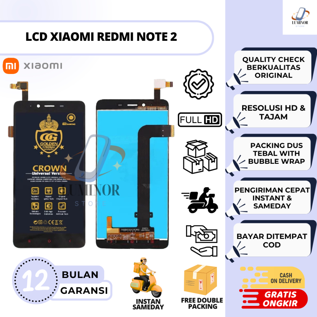 LCD FULLSET XIAOMI REDMI NOTE 2 ORIGINAL COMPLETE