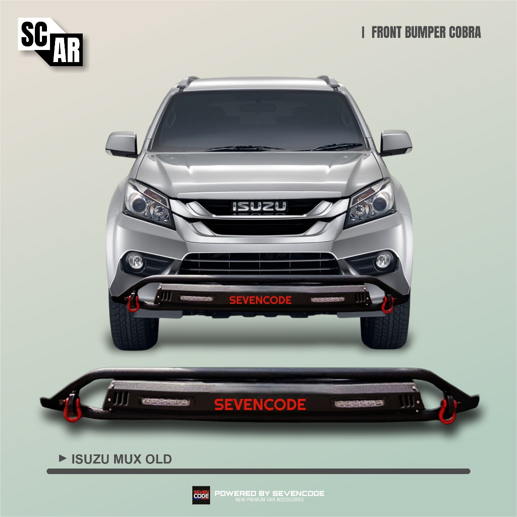 Front Bumper guard besi with lamp led - Tanduk Depan Cobra by Sevencode - Isuzu Mu-X Mux 2013 - 2020