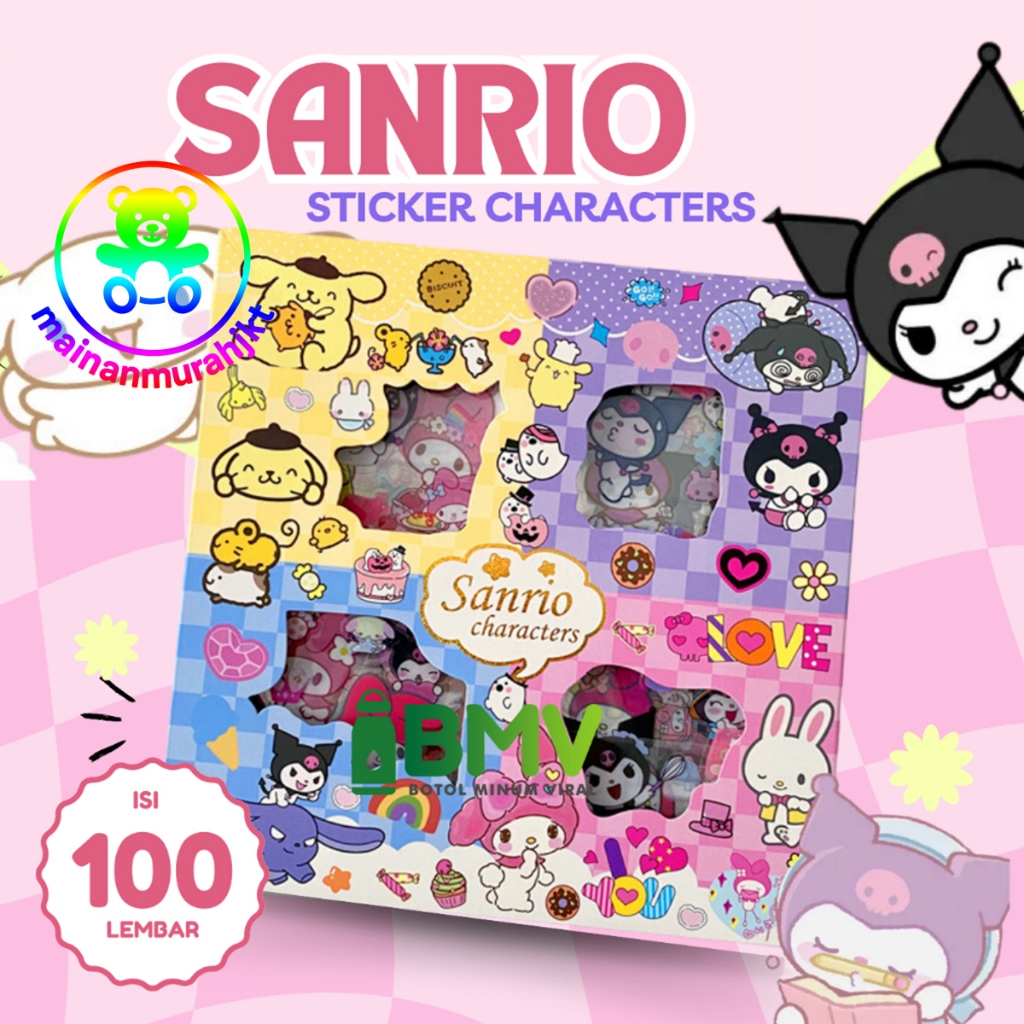 

GROSIR MAINAN ANAK MURAH STIKER KUROMI SANRIO KOTAK ISI 69PCS CYBC STICKY STICKER SANRIO