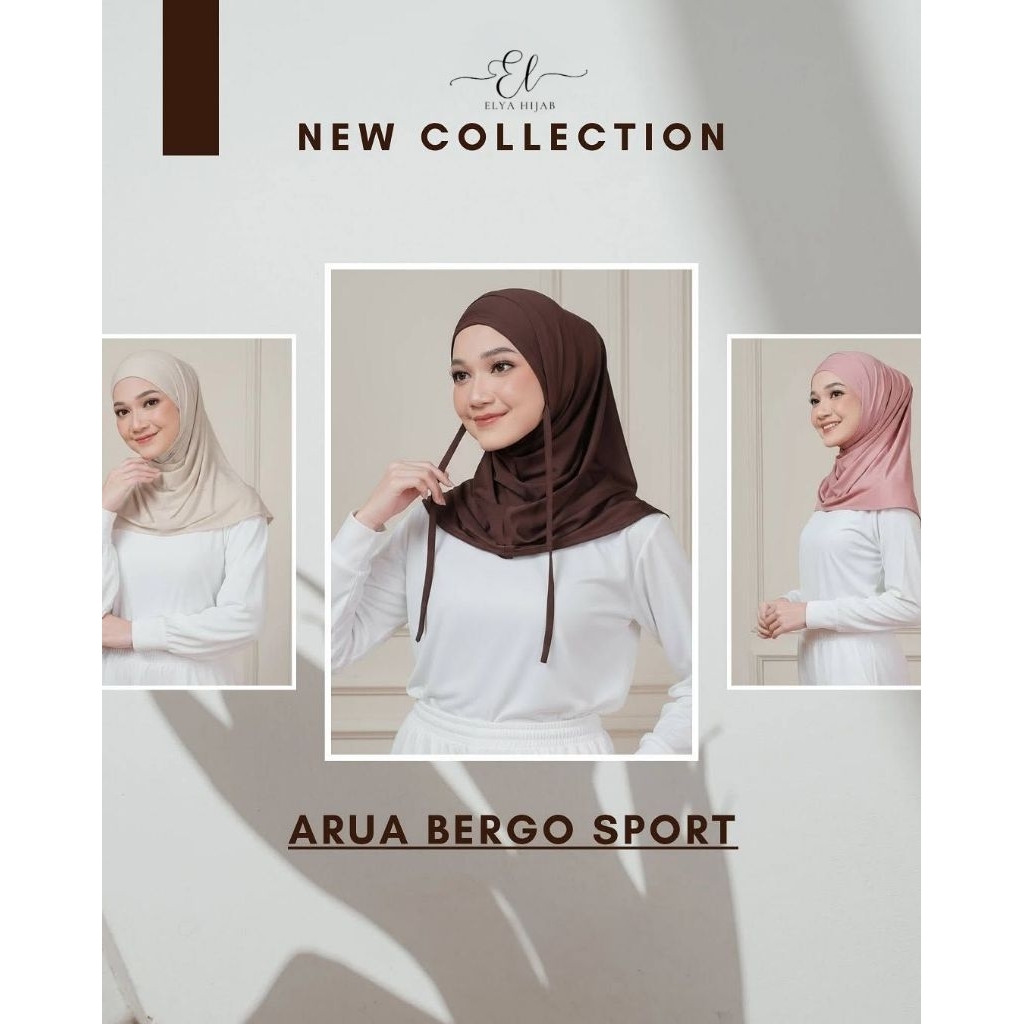 Hijab Bergo Instant bahan spandek Lycra | Arua Bergo Sport Adem Nyaman