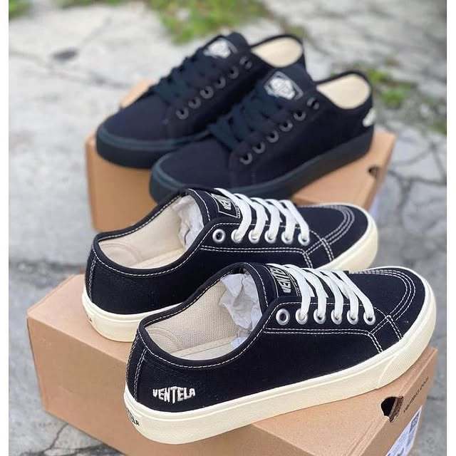 Sepatu Sekolah Ventela Alpha Low Black White Sneaker Nyaman Terbaik_Sepatu Sekolah Tali Ventela