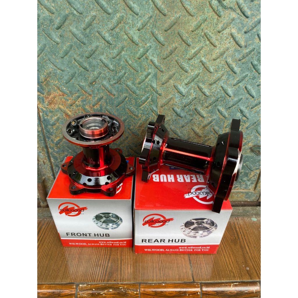 Tromol Set Klx 150 Depan Belakang Hole 36 Merah Hitam Merk Wilwood