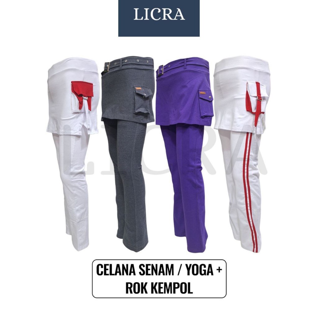 LICRA Celana Yoga / Senam Aerobic + Rok Kargo Kempol Wanita Remaja-Dewasa LY008