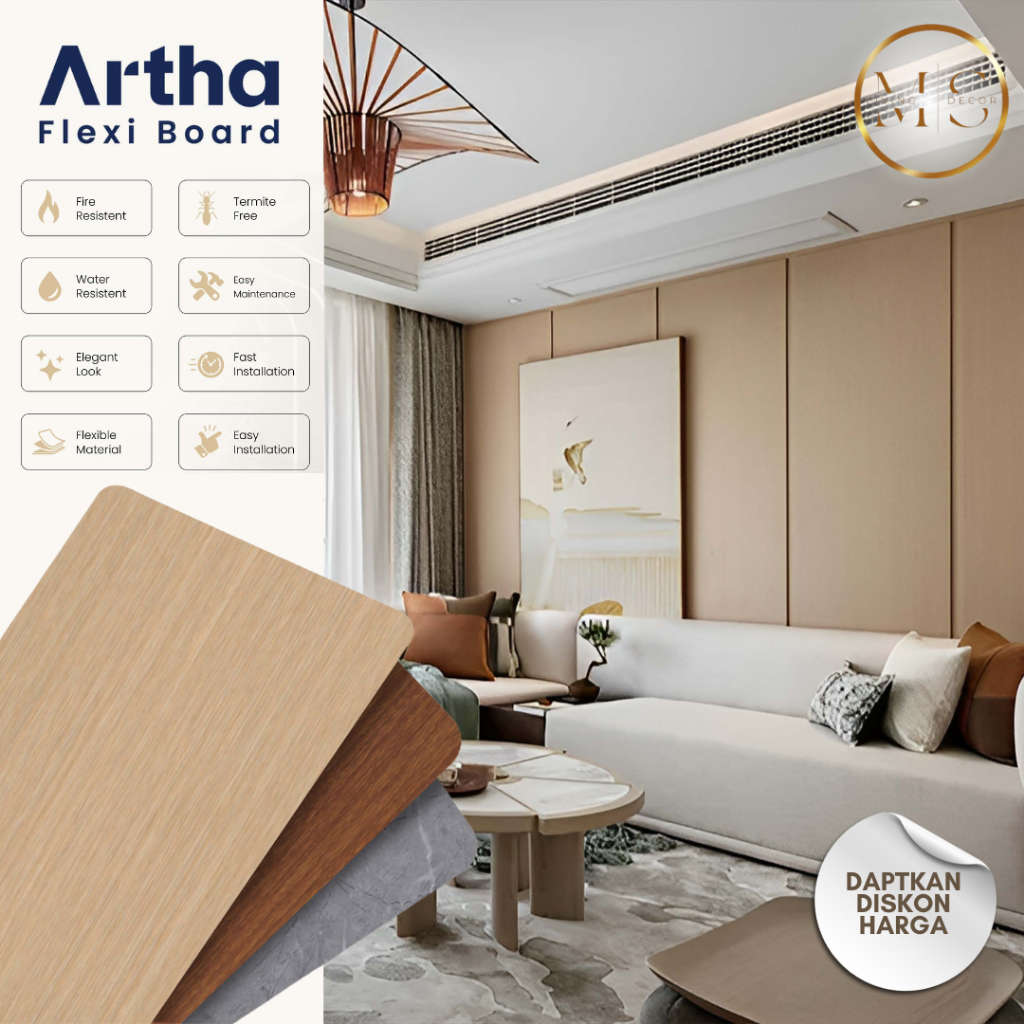 Artha Flexi Board WPC Wood Series 8 mm | Flexi Board Panel Dinding Wood Series Panel WPC Premium Dek