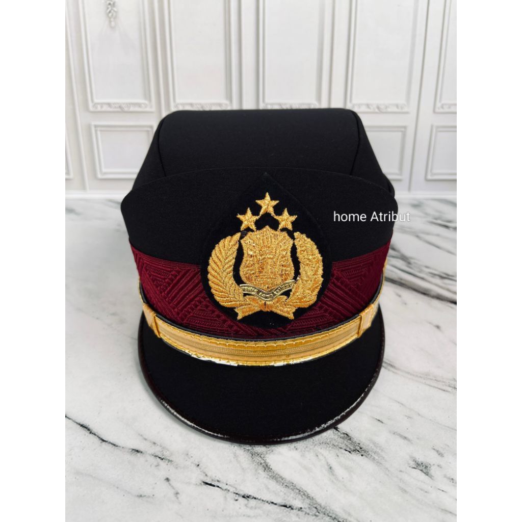 Pet pdh polri Pama polwan premium merek hm Mawardi | pet pdh polwan topi