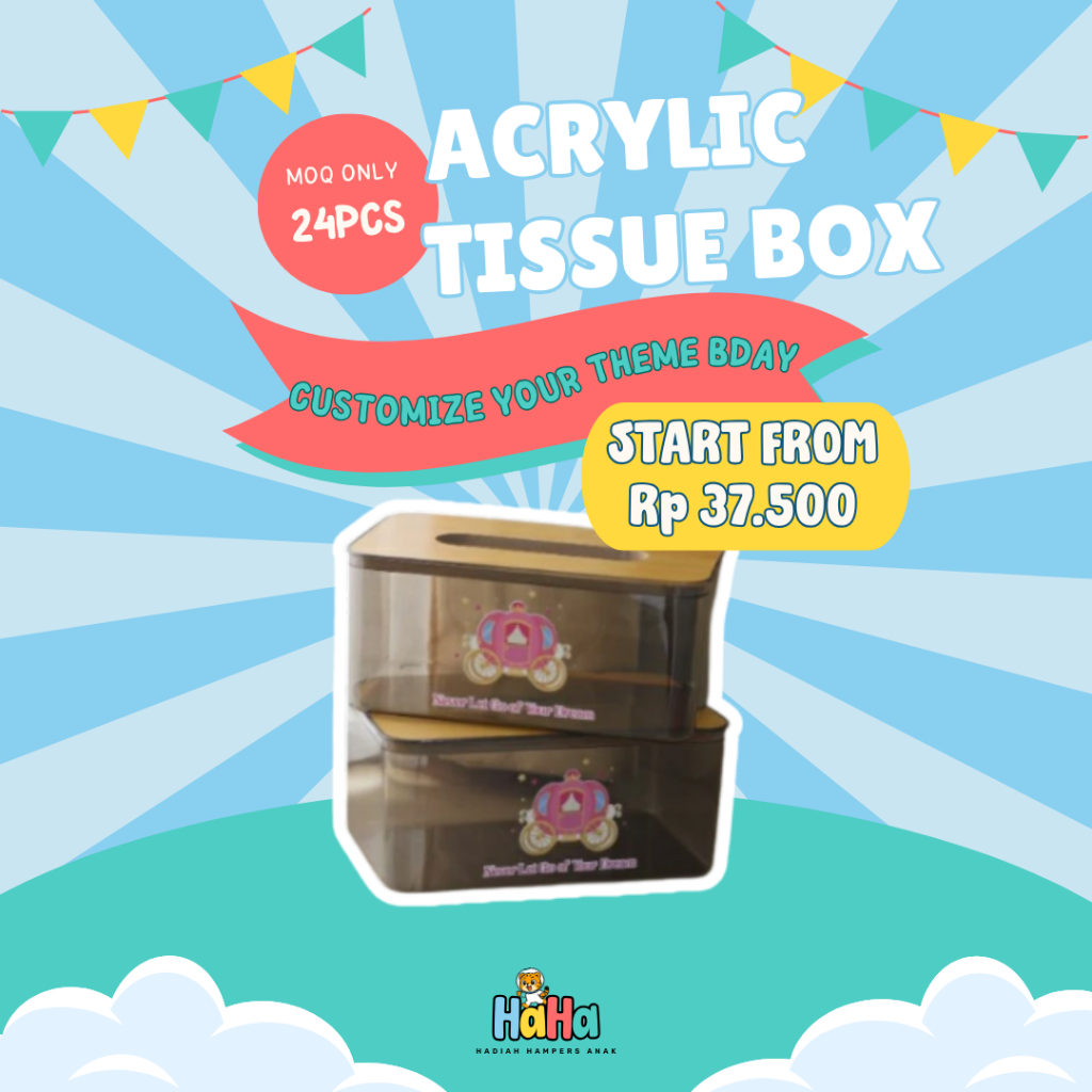 [CUSTOM] Hadiah Ulang Tahun Anak | Tissue Box Arkilik Tutup Kayu | Mainan Edukatif, Souvenir, Mercha
