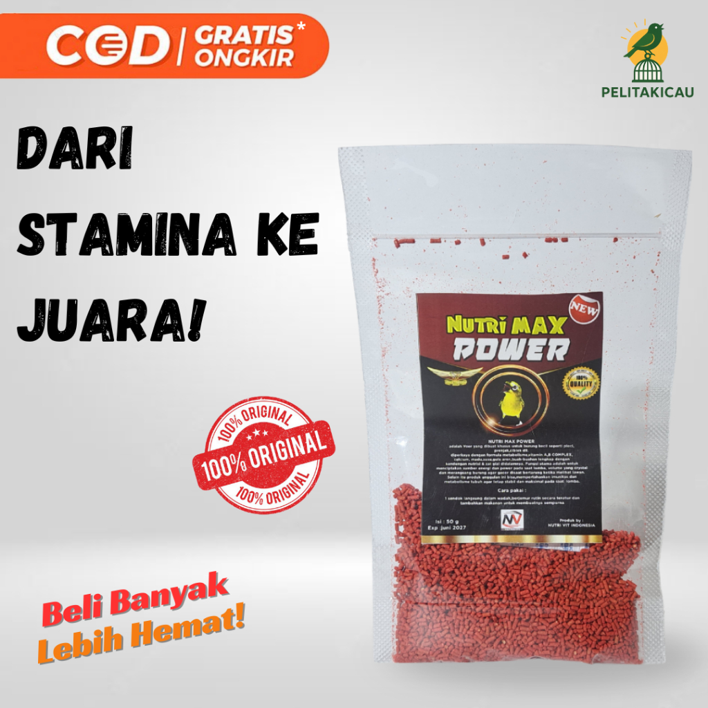 Nutri Max Power Voer Burung Pleci menciptakan sumber energi power volume yang mengkristal gacor
