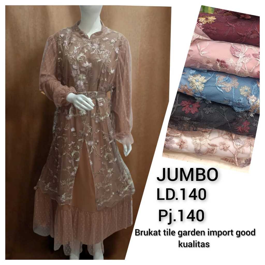 Gamis brukat tile pesta jumbo ld.140 / Sr.99022