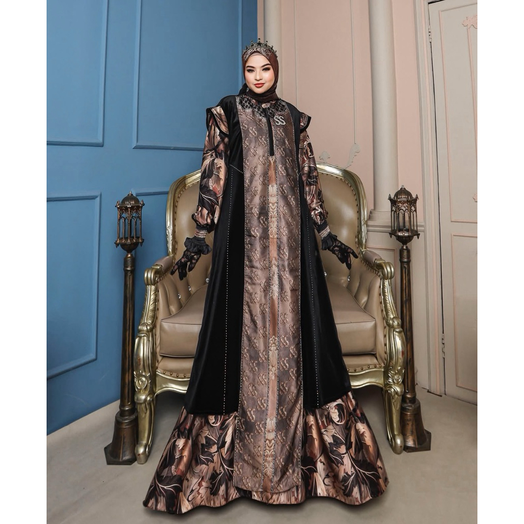Gamis syari brand SS syari set sracf brand SS