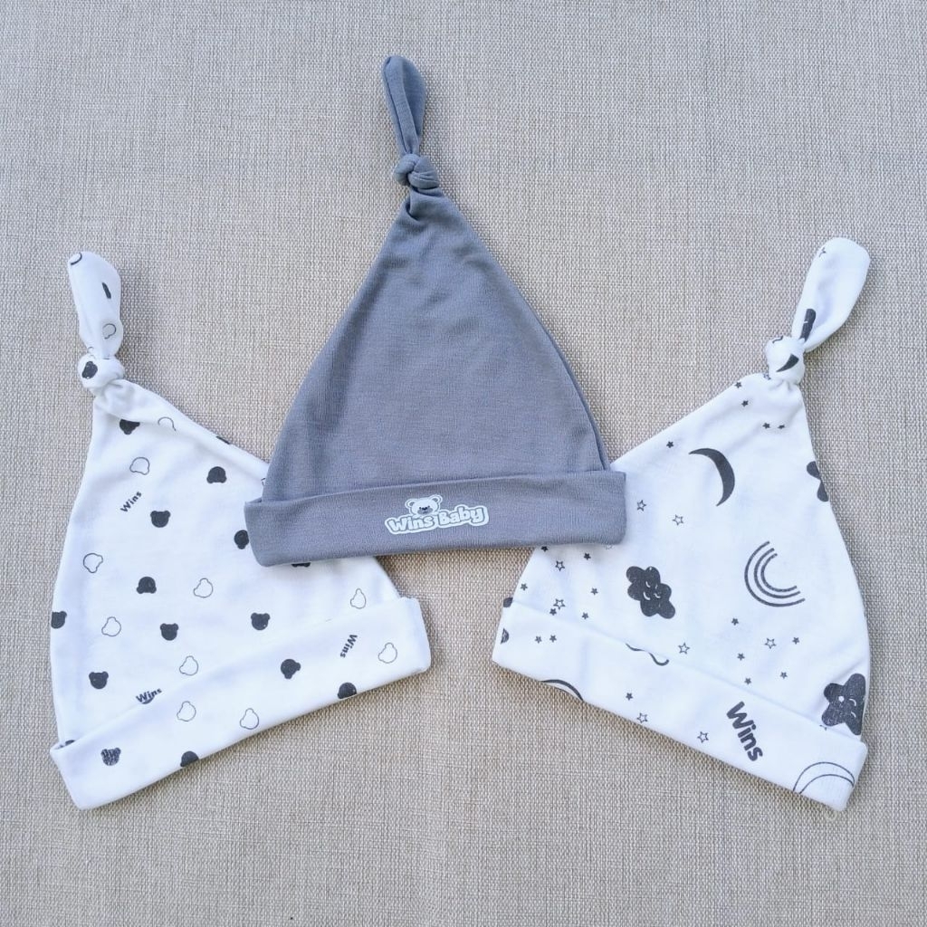 3Pcs topi kupluk bayi baru lahir motif lucu