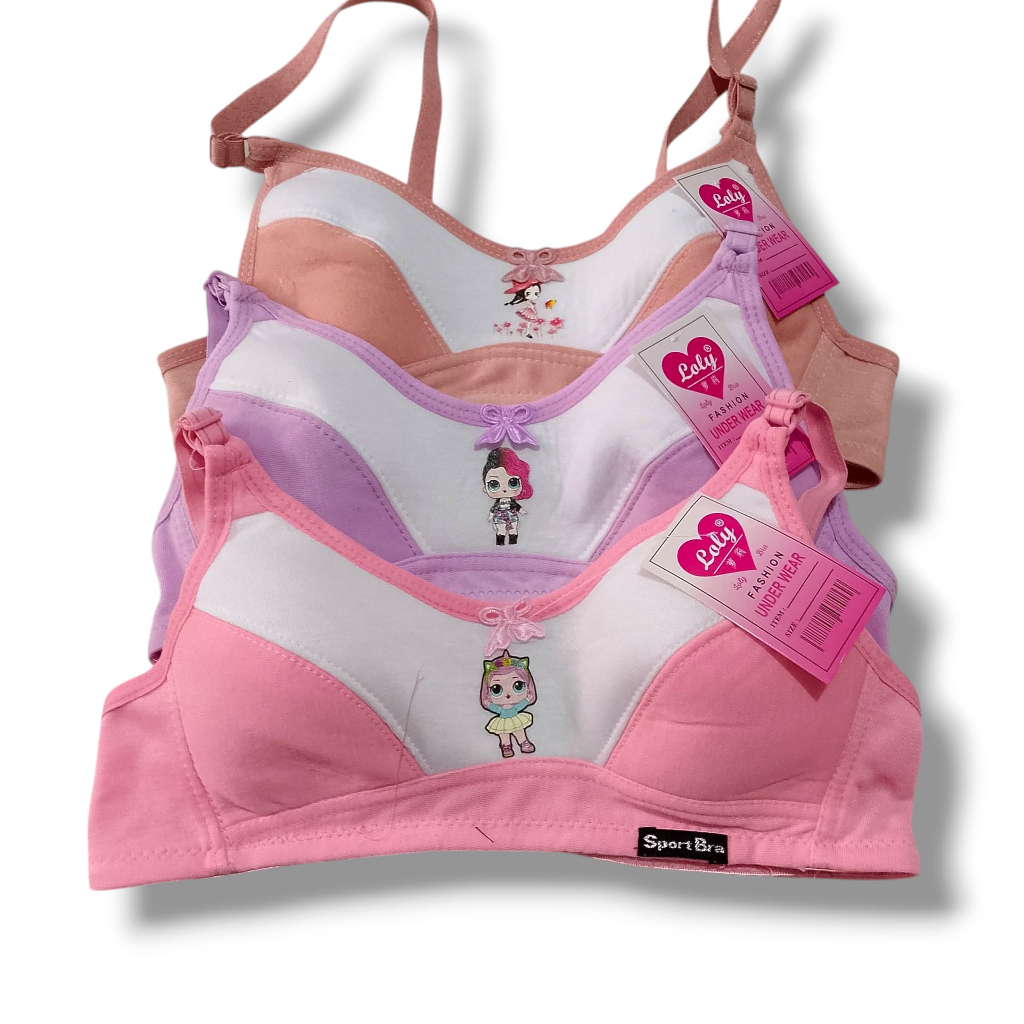 6 PCS bra sport Tanpa busa wanita remaja anak sekolah murah meriah BH tanpa kawat Tanpa Busa