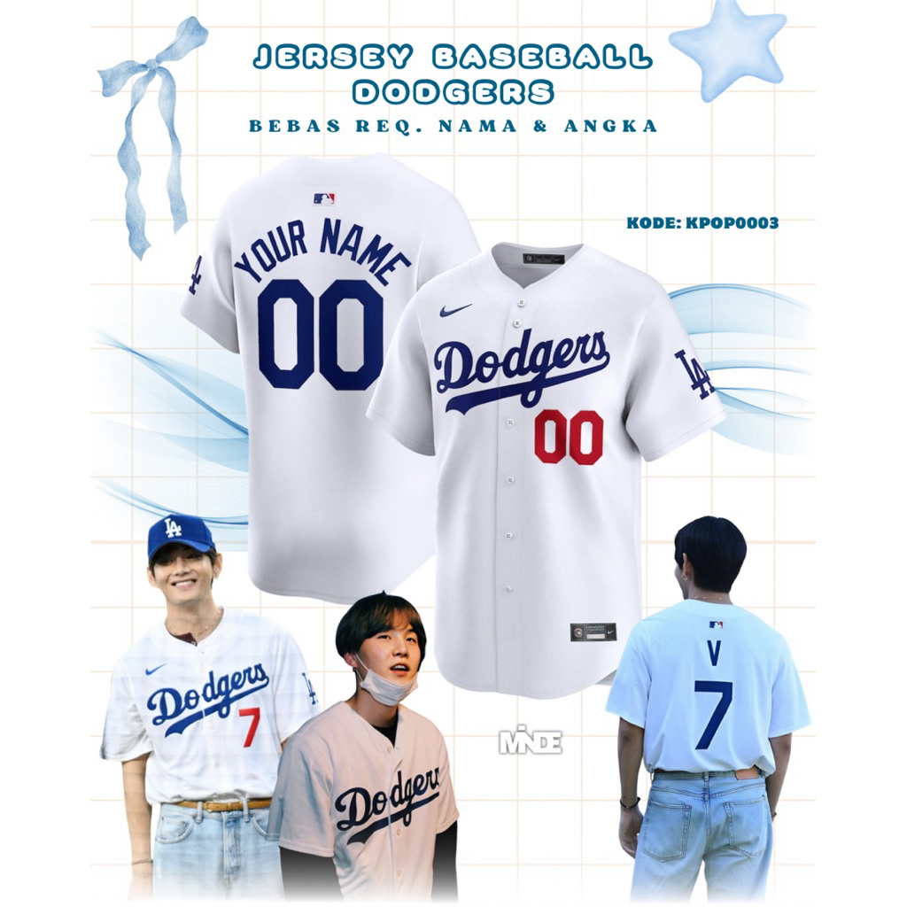 KPOP0003 | JERSEY BASEBALL DODGERS KPOP IDOL BTS RIIZE ENHYPEN NCT ATEEZ | BEBAS REQUEST NAMA & NOMO