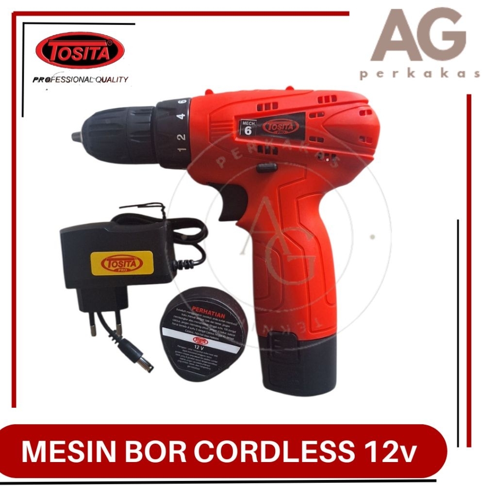Mesin bor baterai cordless Tosita