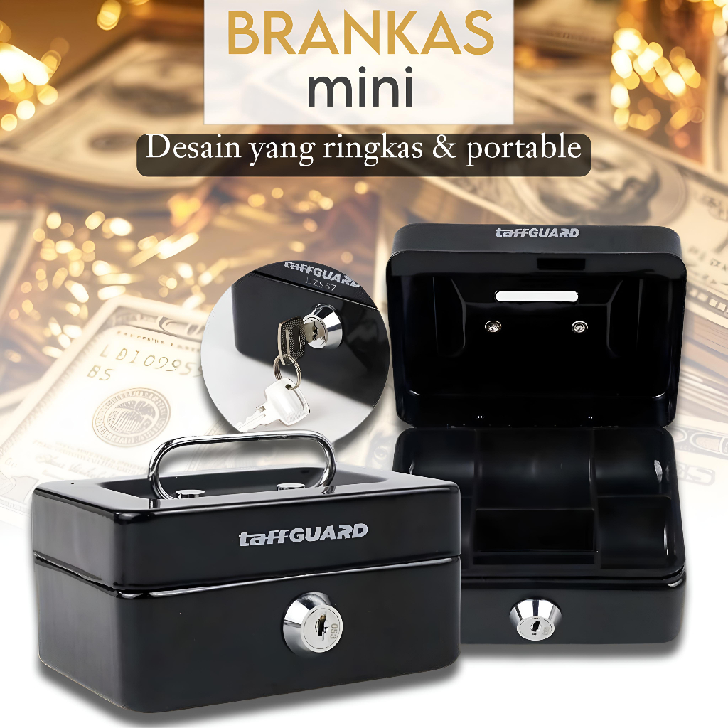 Brankas Uang dan Emas Brankas Mini Safety Box Kunci dan Password - Kotak Uang Besi - Kotak Emas